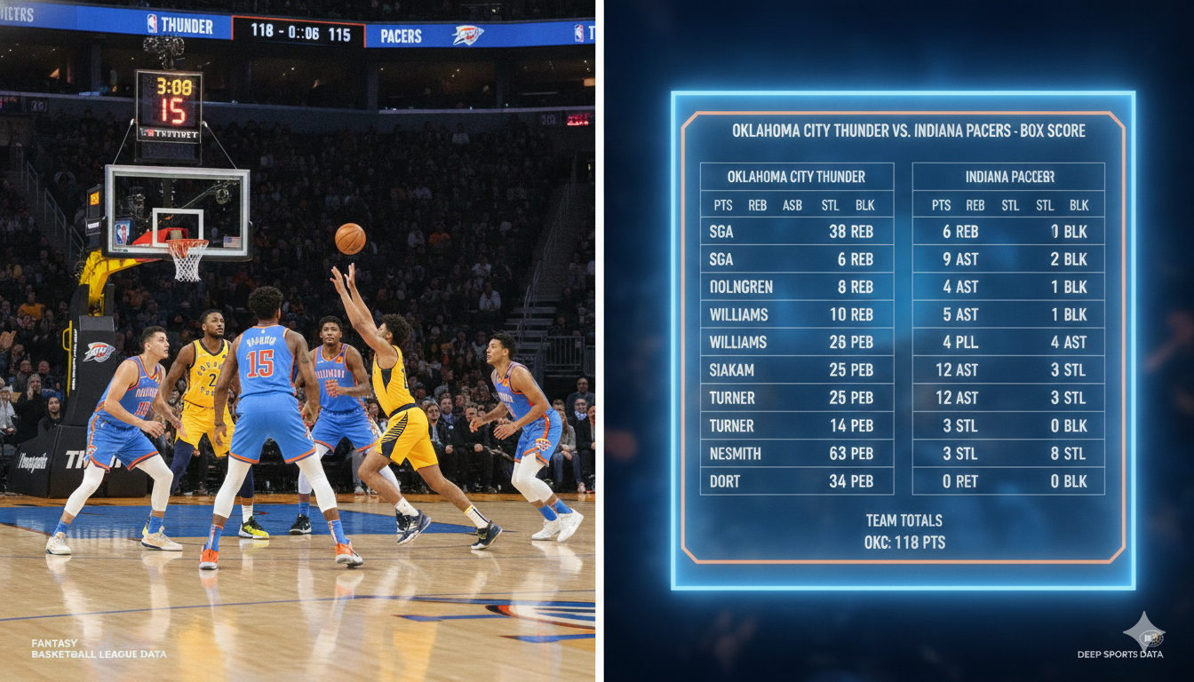 oklahoma city thunder vs indiana pacers match player stats