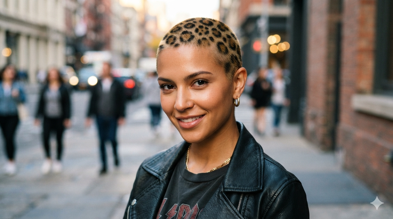 cheetah print buzz cut
